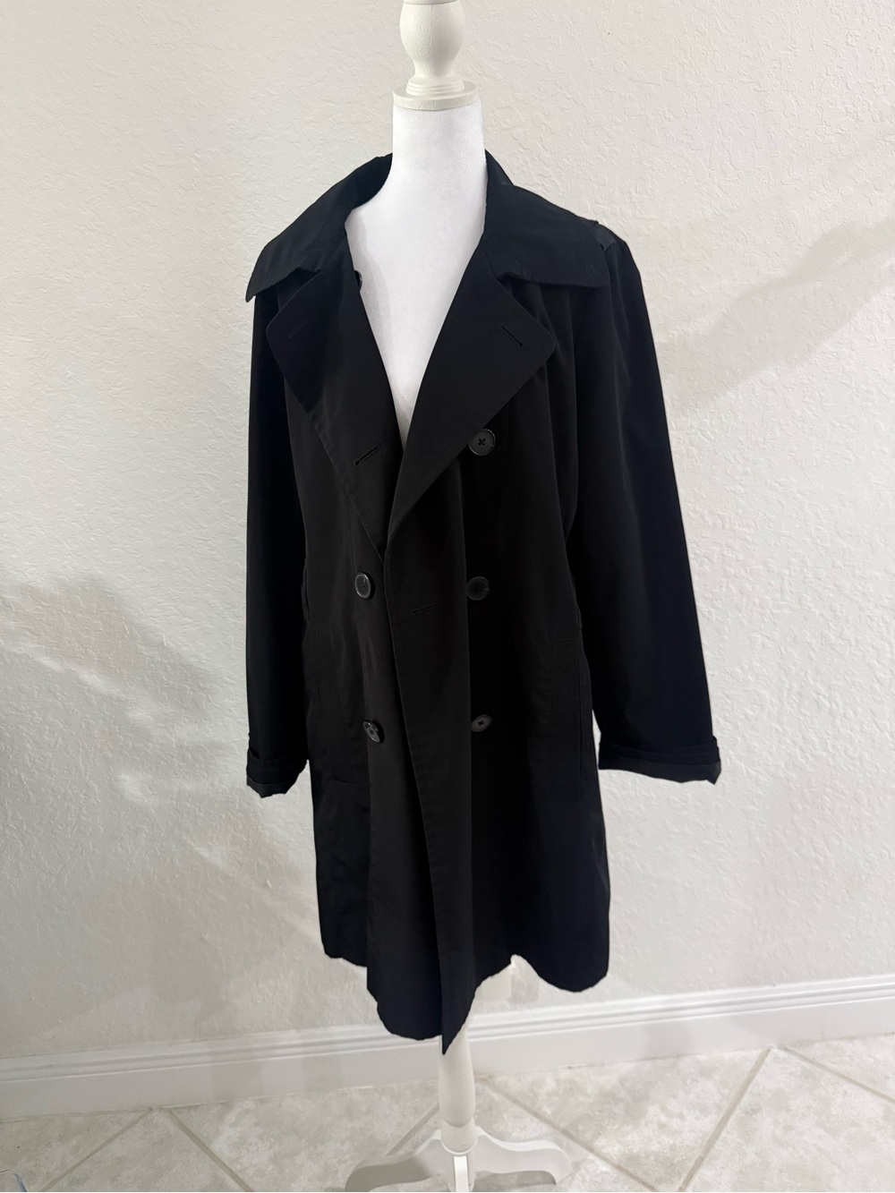 London Fog Black Double-Breasted Women's Trench Coat